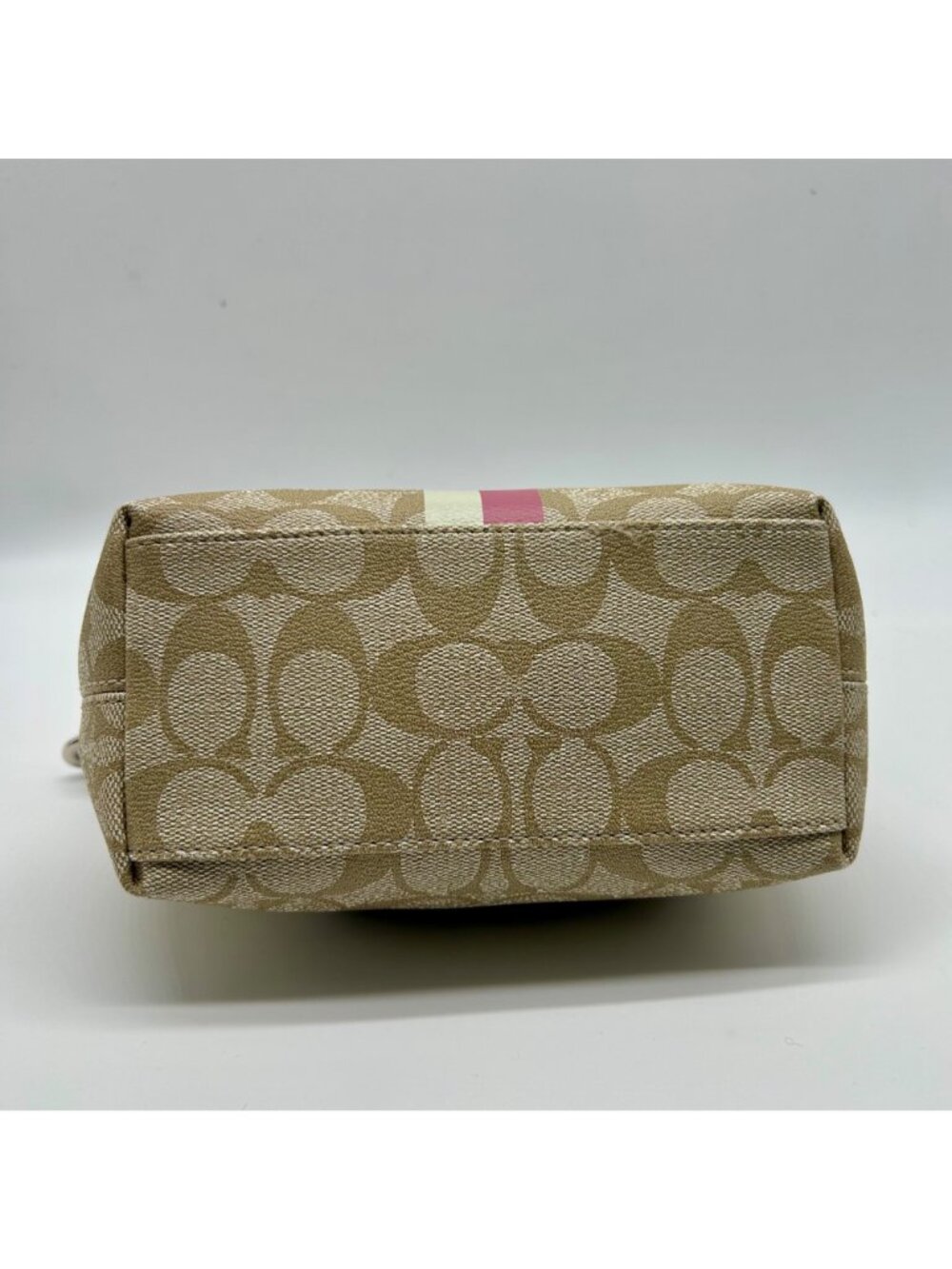 Coach Legacy Beige Canvas Signature Stripe Top Handle Bag - Picture 4 of 10